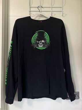 Y2K Hot Leathers Mad Hatter Skull Graphic Long Sleeve